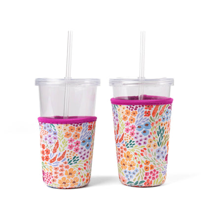 Floral Drink Sleeve | Iced Coffee Koozie | Drink Cover