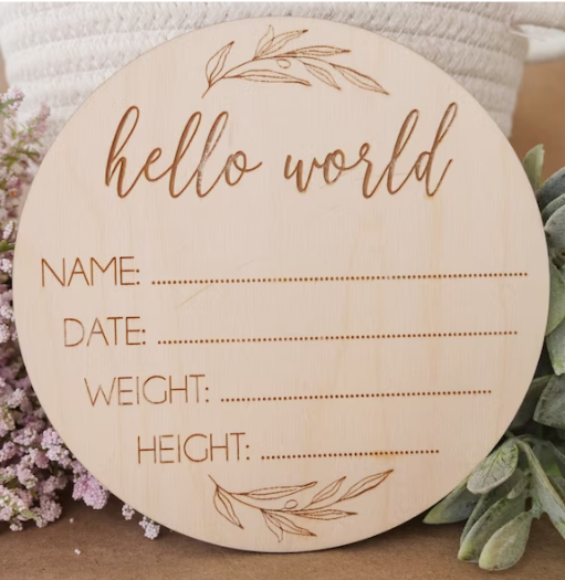 Hello World Baby Announcement Sign