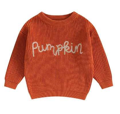 Pumpkin Script Embroidered Sweater