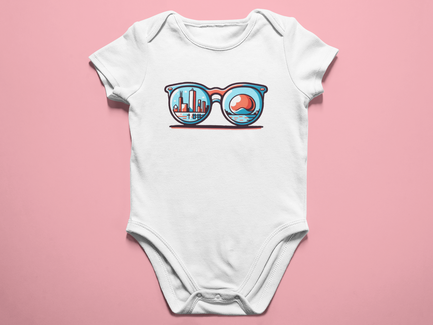 Chicago Icons Sunglasses Baby Onesie