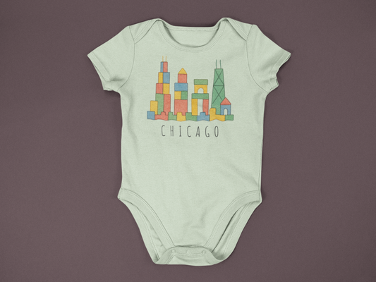 Chicago Skyline Baby Onesie – Built with Love (and Blocks!)