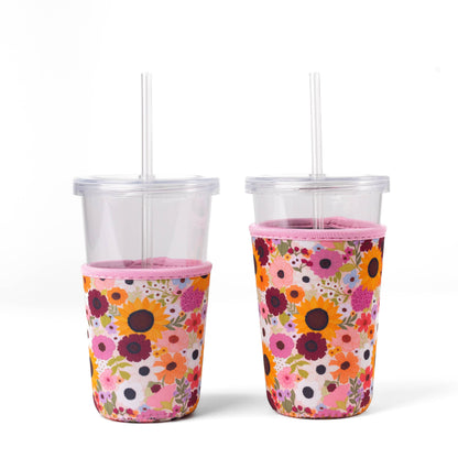 Floral Drink Sleeve | Iced Coffee Koozie | Drink Cover