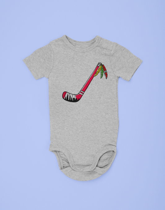 Chicago Hockey Skyline Baby Onesie