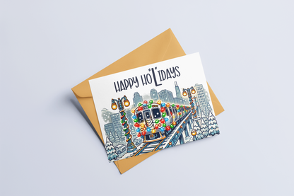 Holiday El Train Greeting Card