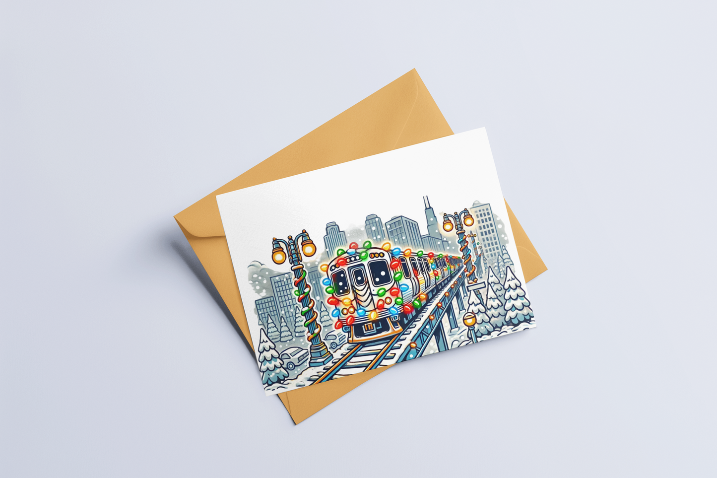 Holiday El Train Greeting Card