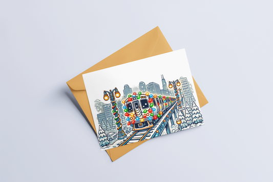 Holiday El Train Greeting Card