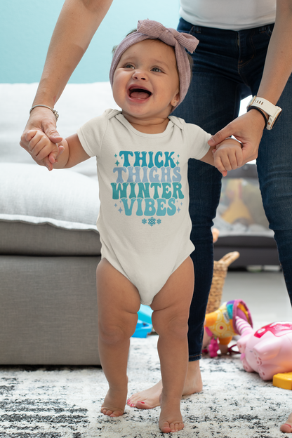 Thick Thighs Winter Vibes Baby Onesie