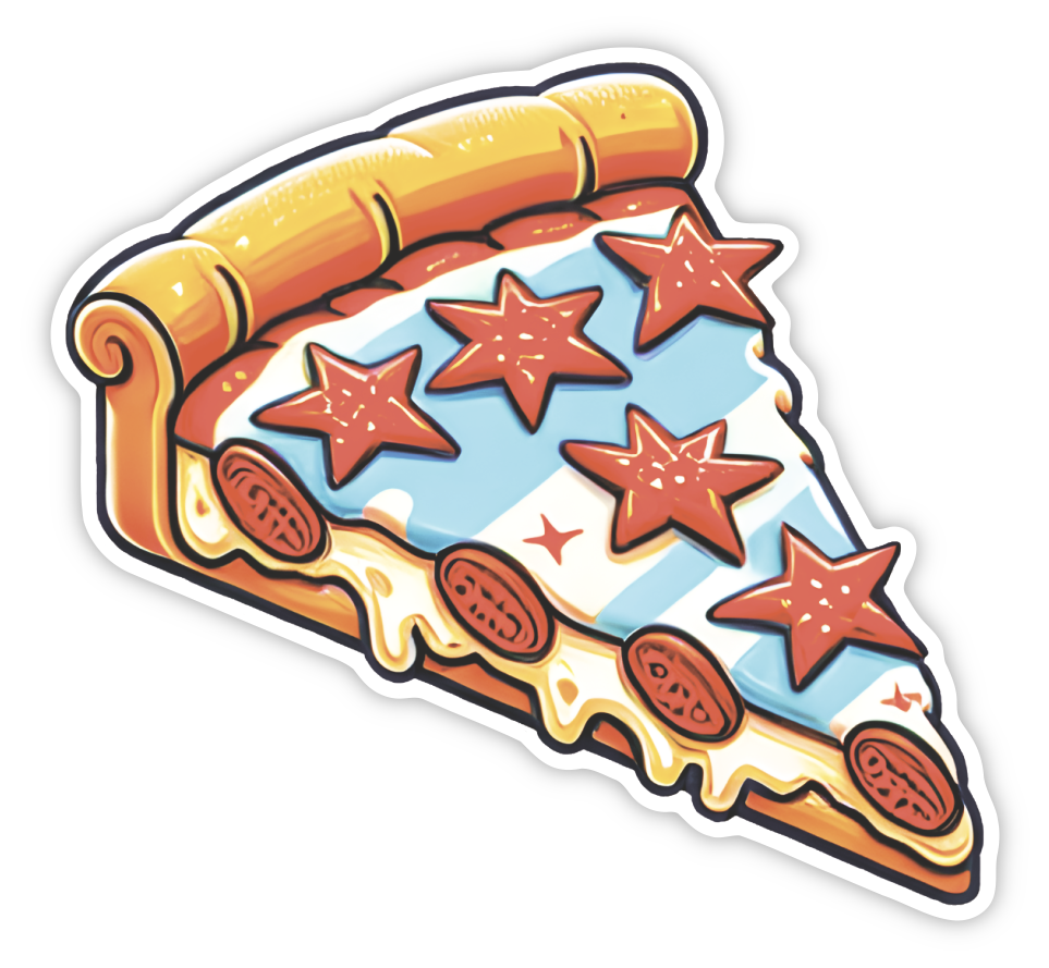 Chicago Flag Pizza Slice Sticker