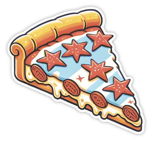 Chicago Flag Pizza Slice Sticker