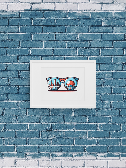 Chicago Skyline & Bean Sunglasses Wall Art