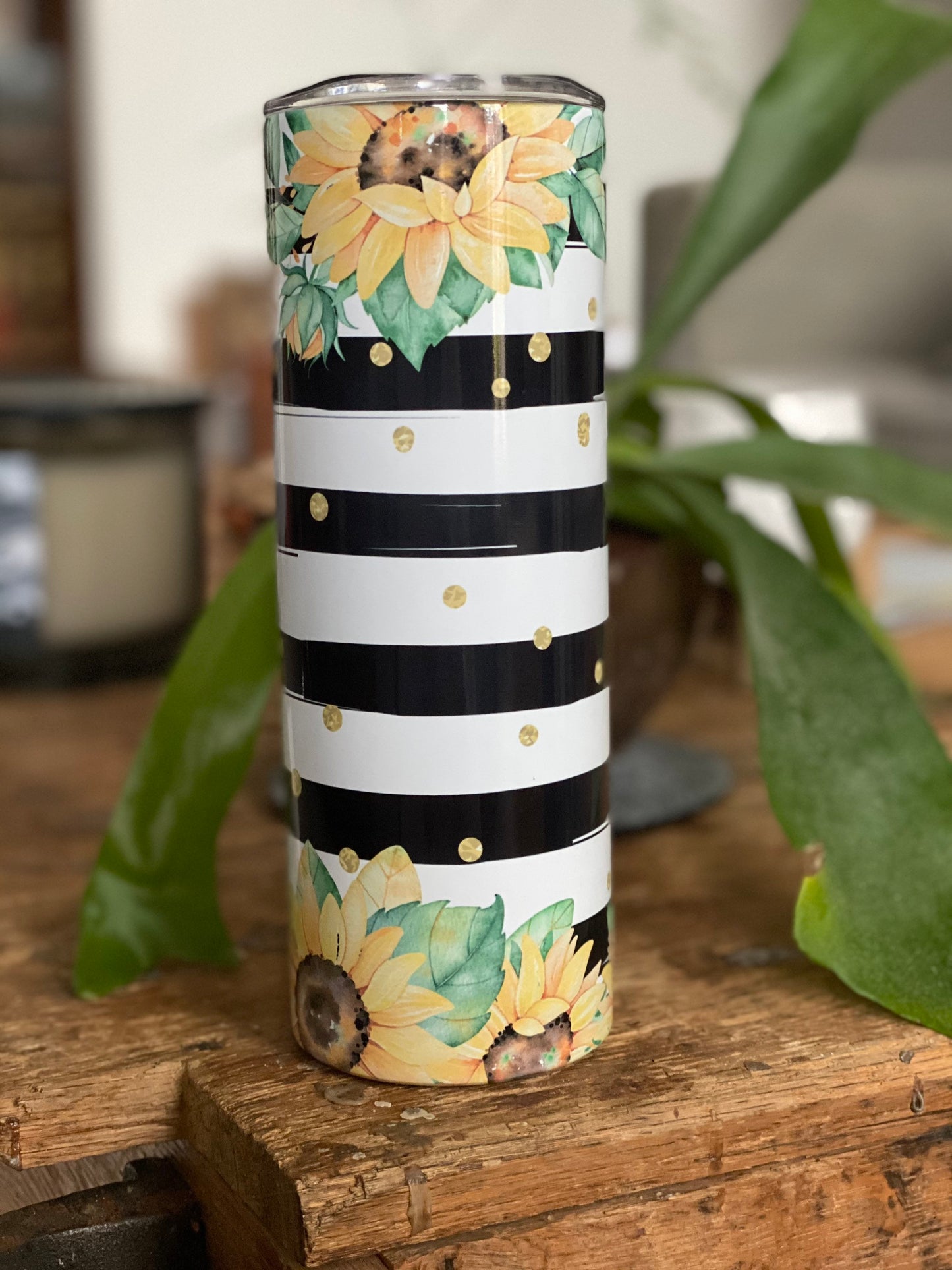 Sunflower and Stripes Tumbler