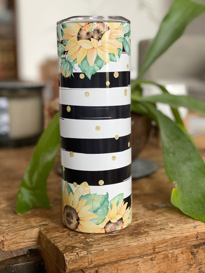 Sunflower and Stripes Tumbler