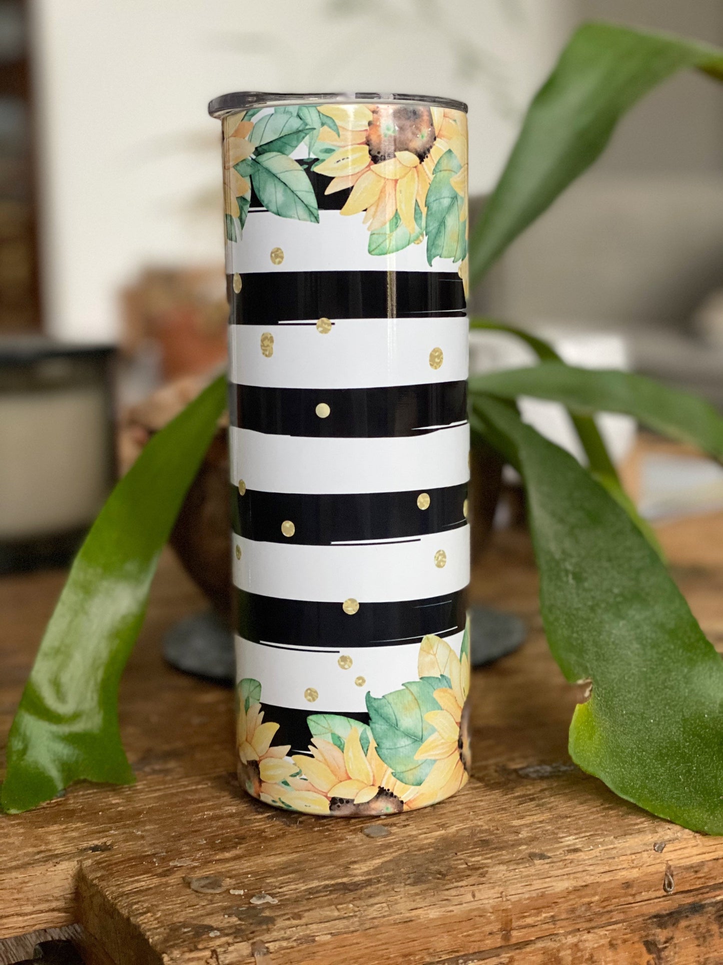 Sunflower and Stripes Tumbler