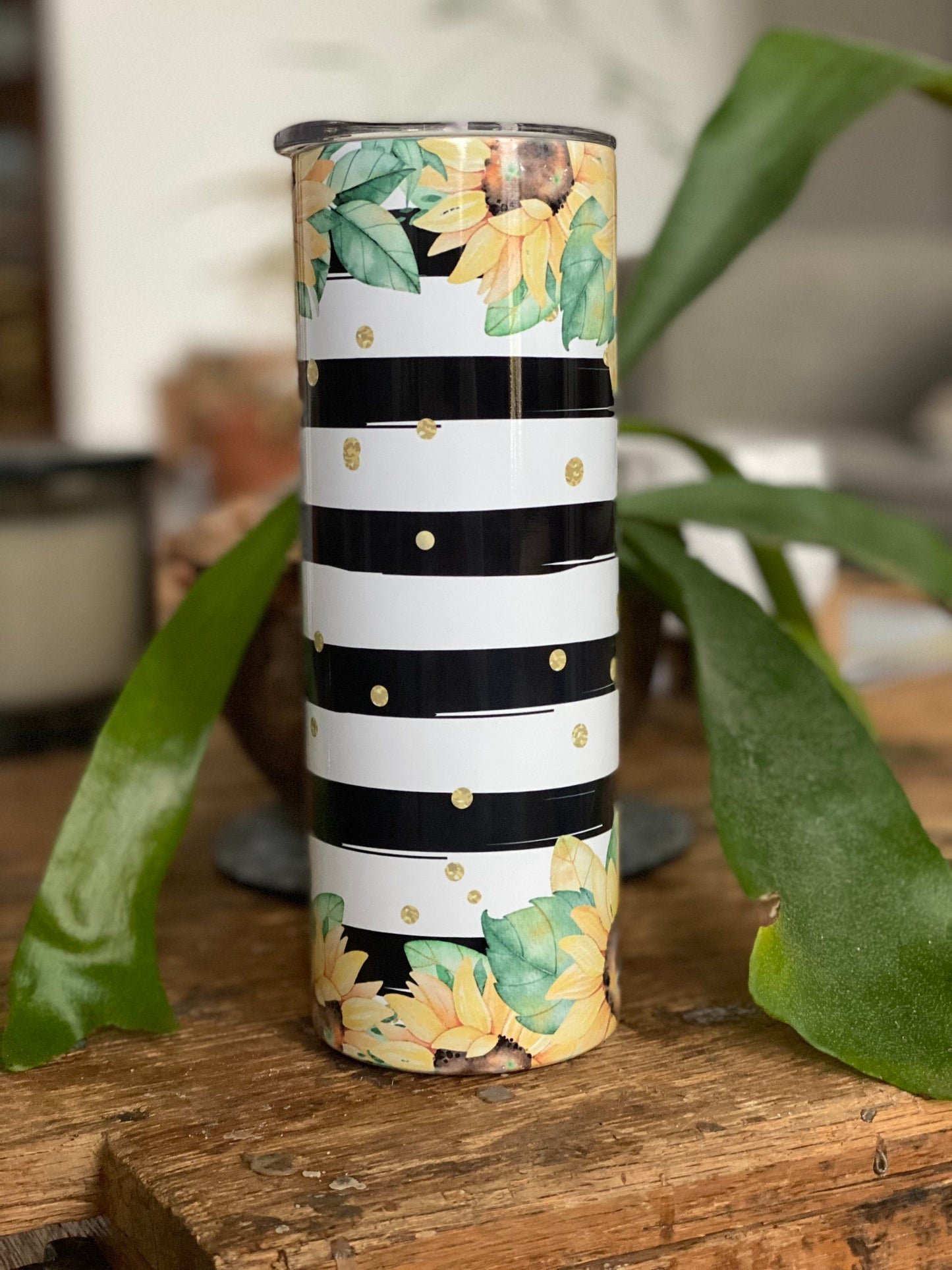 Sunflower and Stripes Tumbler