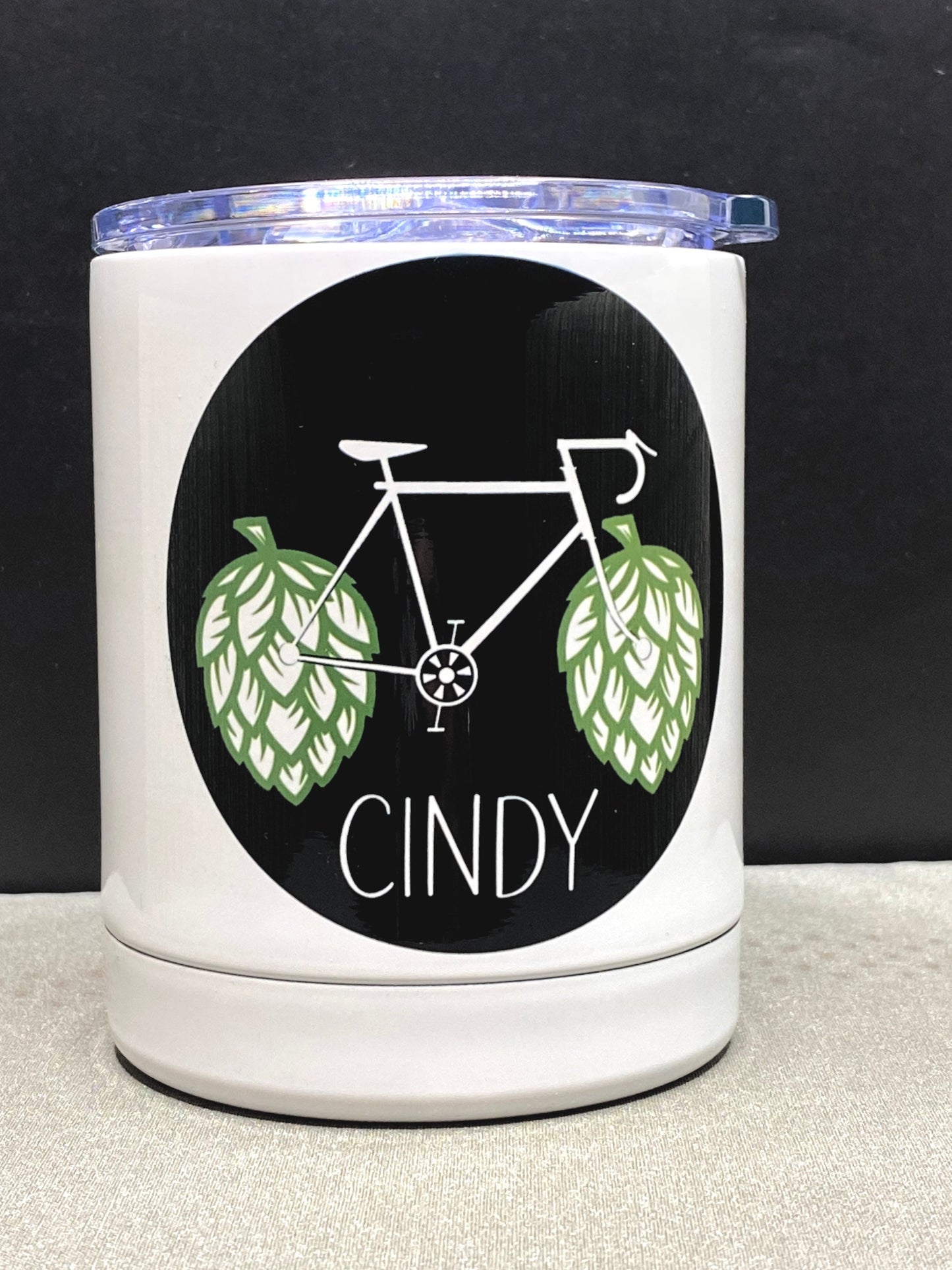 Personalized wide 10oz low ball Tumbler for Biker and Beer Lovers