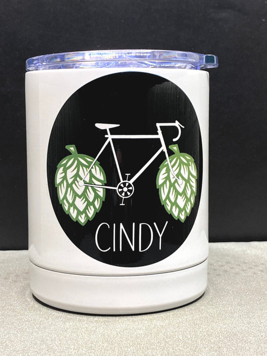 Personalized wide 10oz low ball Tumbler for Biker and Beer Lovers